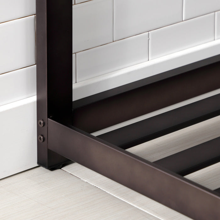 Kingston Quadras VWP3722A5 37-Inch Ceramic Console Sink with Steel Base and Shelf (1-Hole), White/Oil Rubbed Bronze