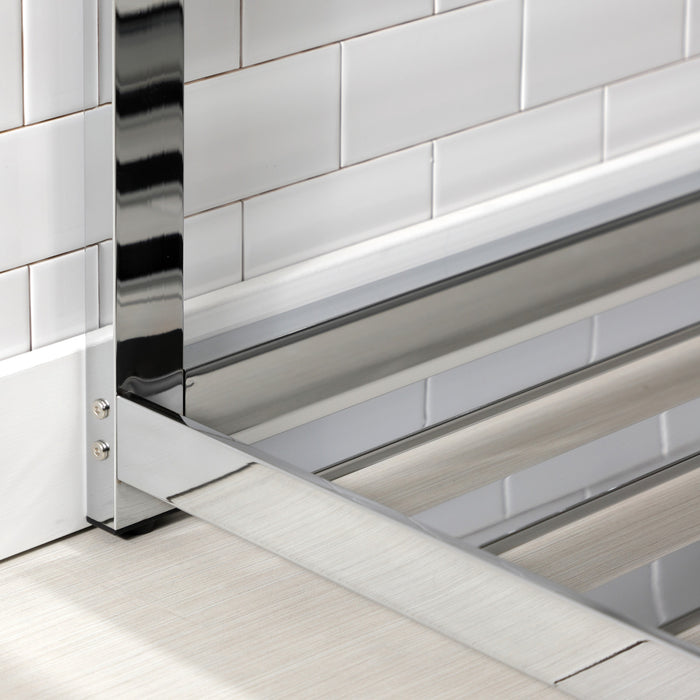 Kingston Quadras VWP3722W4A1 37-Inch Ceramic Console Sink with Steel Base and Shelf (4-Inch, 3-Hole), White/Polished Chrome