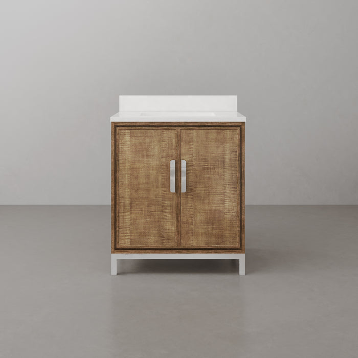 Kingston Westin WE30QZ01LW - 30 in. x 22 in. Bathroom Vanity Single Sink with White Brook Quartz Top, Lustrous Walnut