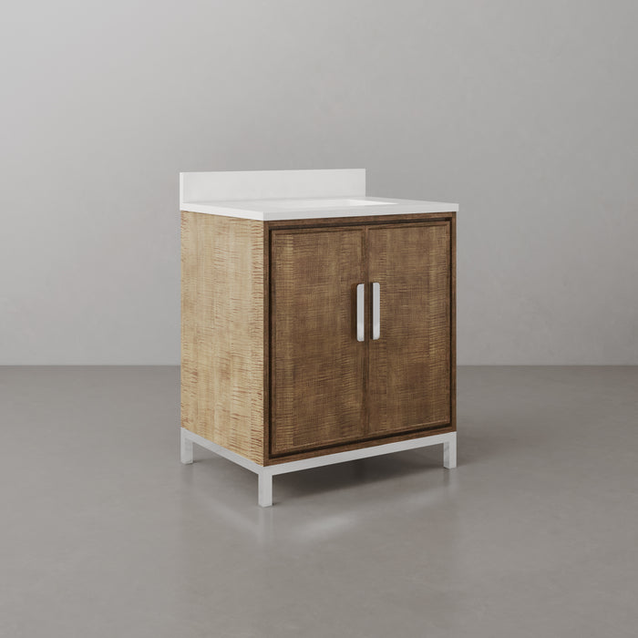Kingston Westin WE30QZ01LW - 30 in. x 22 in. Bathroom Vanity Single Sink with White Brook Quartz Top, Lustrous Walnut