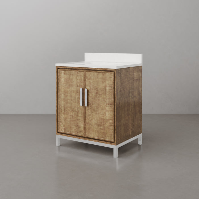 Kingston Westin WE30QZ01LW - 30 in. x 22 in. Bathroom Vanity Single Sink with White Brook Quartz Top, Lustrous Walnut