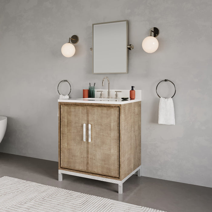 Kingston Westin WE30QZ01LW - 30 in. x 22 in. Bathroom Vanity Single Sink with White Brook Quartz Top, Lustrous Walnut