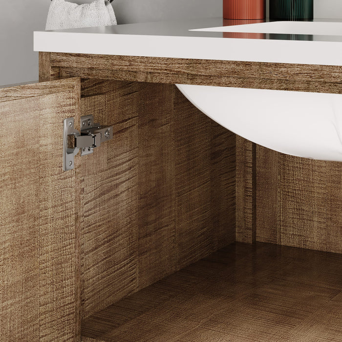 Kingston Westin WE30QZ01LW - 30 in. x 22 in. Bathroom Vanity Single Sink with White Brook Quartz Top, Lustrous Walnut