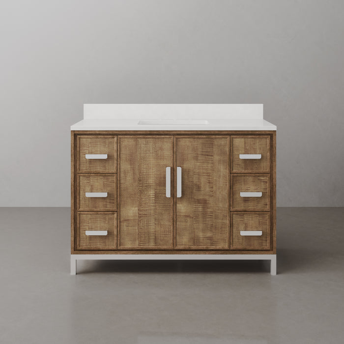 Kingston Westin WE48QZ01LW - 48 in. x 22 in. Bathroom Vanity Single Sink with White Brook Quartz Top, Lustrous Walnut