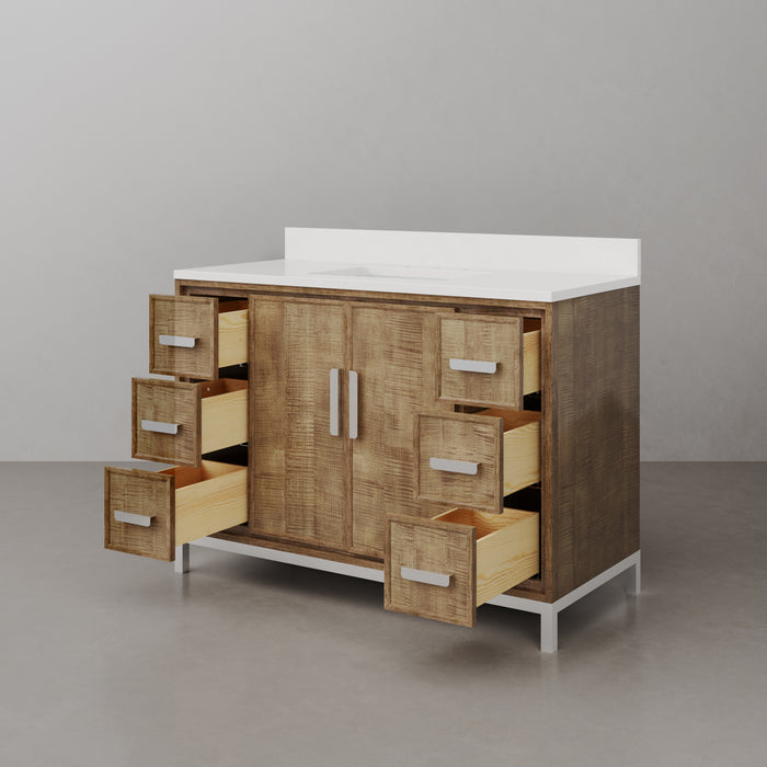 Kingston Westin WE48QZ01LW - 48 in. x 22 in. Bathroom Vanity Single Sink with White Brook Quartz Top, Lustrous Walnut