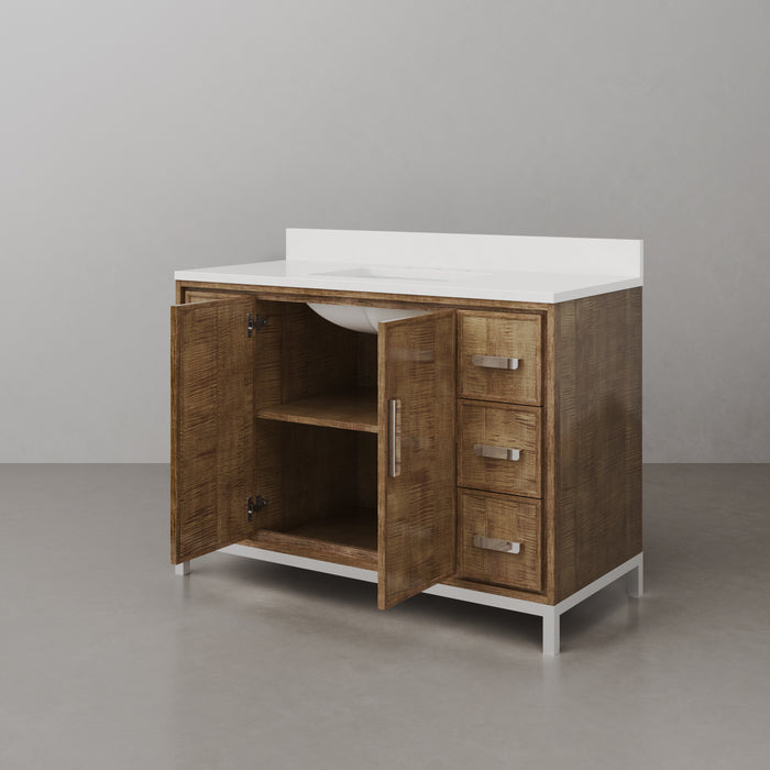 Kingston Westin WE48QZ01LW - 48 in. x 22 in. Bathroom Vanity Single Sink with White Brook Quartz Top, Lustrous Walnut