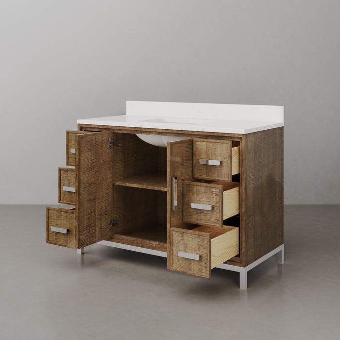 Kingston Westin WE48QZ01LW - 48 in. x 22 in. Bathroom Vanity Single Sink with White Brook Quartz Top, Lustrous Walnut