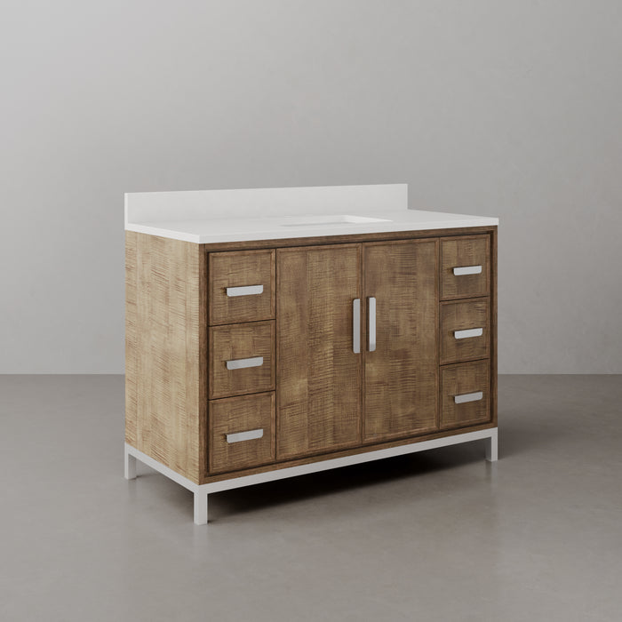 Kingston Westin WE48QZ01LW - 48 in. x 22 in. Bathroom Vanity Single Sink with White Brook Quartz Top, Lustrous Walnut