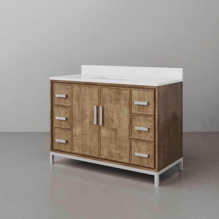 Kingston Westin WE48QZ01LW - 48 in. x 22 in. Bathroom Vanity Single Sink with White Brook Quartz Top, Lustrous Walnut