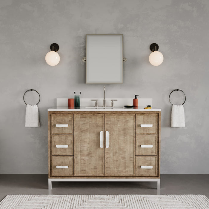 Kingston Westin WE48QZ01LW - 48 in. x 22 in. Bathroom Vanity Single Sink with White Brook Quartz Top, Lustrous Walnut