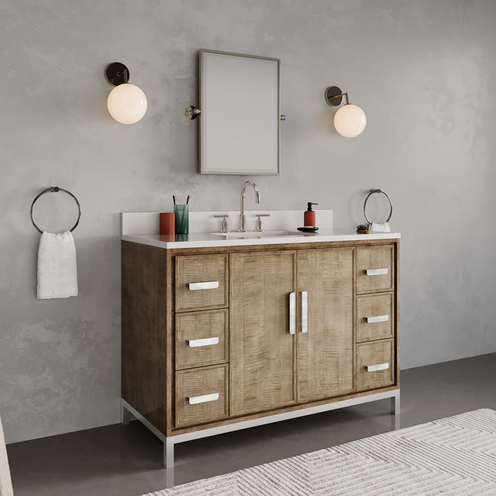 Kingston Westin WE48QZ01LW - 48 in. x 22 in. Bathroom Vanity Single Sink with White Brook Quartz Top, Lustrous Walnut
