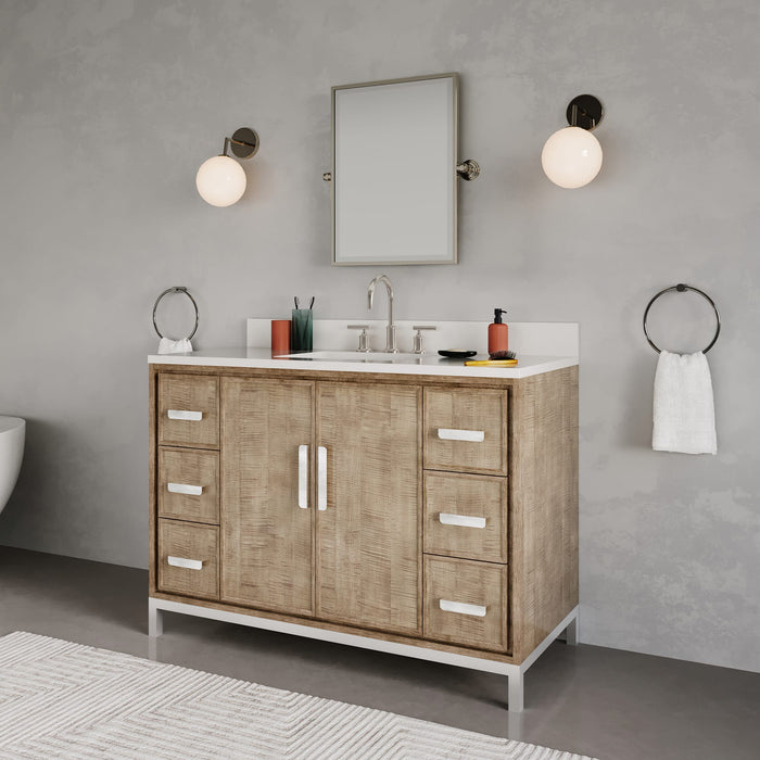 Kingston Westin WE48QZ01LW - 48 in. x 22 in. Bathroom Vanity Single Sink with White Brook Quartz Top, Lustrous Walnut
