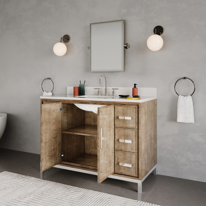 Kingston Westin WE48QZ01LW - 48 in. x 22 in. Bathroom Vanity Single Sink with White Brook Quartz Top, Lustrous Walnut