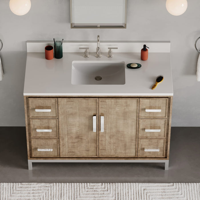 Kingston Westin WE48QZ01LW - 48 in. x 22 in. Bathroom Vanity Single Sink with White Brook Quartz Top, Lustrous Walnut