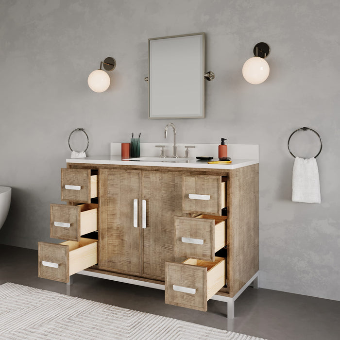 Kingston Westin WE48QZ01LW - 48 in. x 22 in. Bathroom Vanity Single Sink with White Brook Quartz Top, Lustrous Walnut
