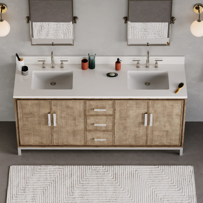 Kingston Westin WE72QZ01LW - 72 in. x 22 in. Bathroom Vanity Double Sink with White Brook Quartz Top, Lustrous Walnut