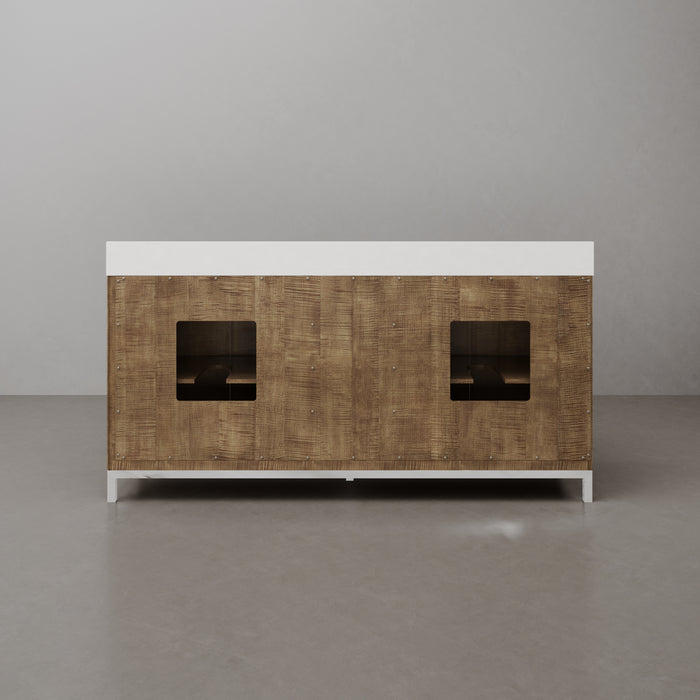 Kingston Westin WE72QZ01LW - 72 in. x 22 in. Bathroom Vanity Double Sink with White Brook Quartz Top, Lustrous Walnut