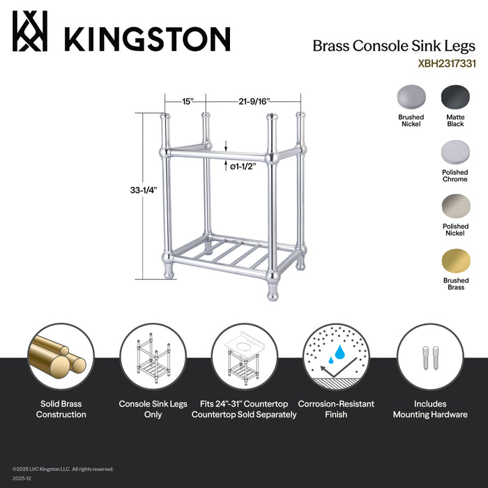 Kingston Tulare XBH2317331 - Franklin Brass Console Sink Legs, Polished Chrome