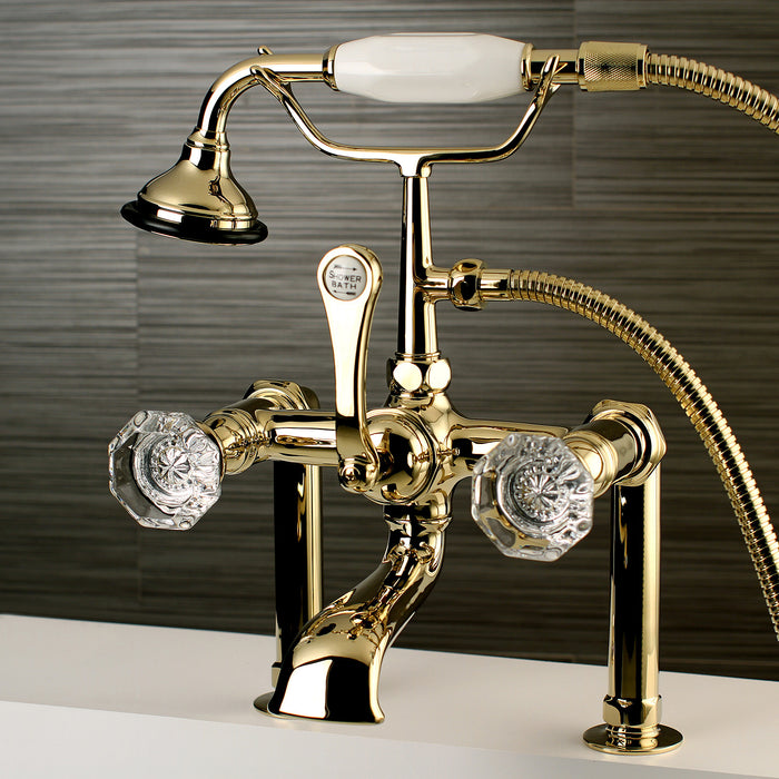 Celebrity AE103T2WCL Three-Handle 2-Hole Deck Mount Clawfoot Tub Faucet with Hand Shower, Polished Brass