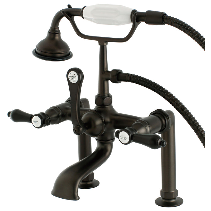 Heirloom AE103T5BAL Three-Handle 2-Hole Deck Mount Clawfoot Tub Faucet with Hand Shower, Oil Rubbed Bronze