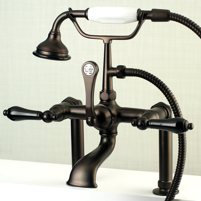 Duchess AE103T5PKL Three-Handle 2-Hole Deck Mount Clawfoot Tub Faucet with Hand Shower, Oil Rubbed Bronze