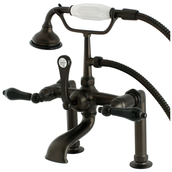 Duchess AE103T5PKL Three-Handle 2-Hole Deck Mount Clawfoot Tub Faucet with Hand Shower, Oil Rubbed Bronze
