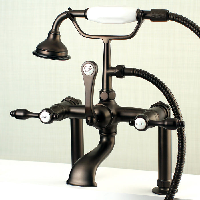 Tudor AE103T5TAL Three-Handle 2-Hole Deck Mount Clawfoot Tub Faucet with Hand Shower, Oil Rubbed Bronze