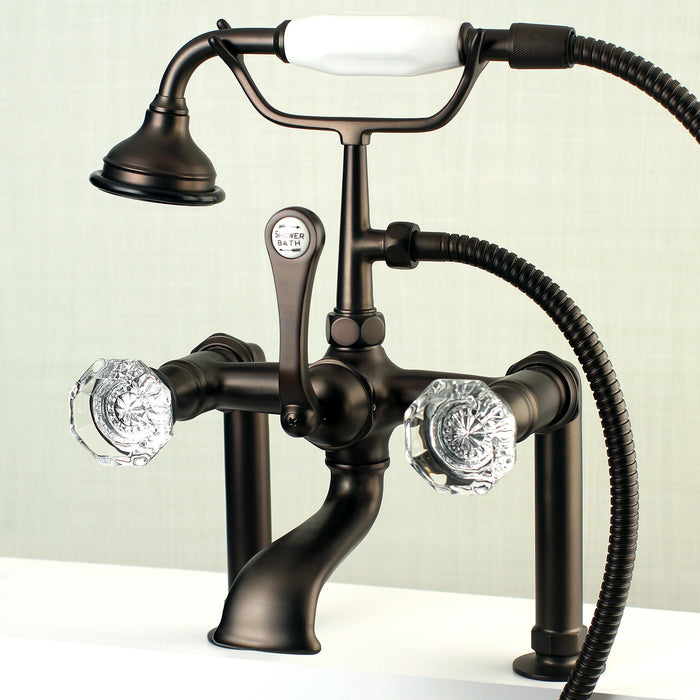 Celebrity AE103T5WCL Three-Handle 2-Hole Deck Mount Clawfoot Tub Faucet with Hand Shower, Oil Rubbed Bronze