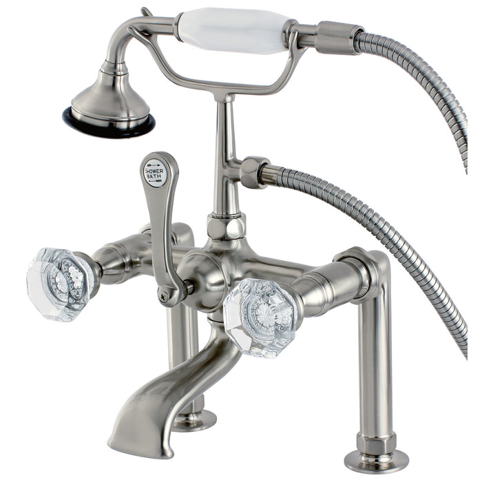 Celebrity AE103T8WCL Three-Handle 2-Hole Deck Mount Clawfoot Tub Faucet with Hand Shower, Brushed Nickel