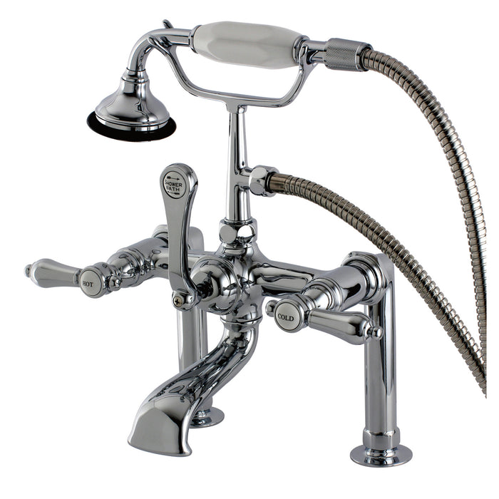 Heirloom AE104T1BAL Three-Handle 2-Hole Deck Mount Clawfoot Tub Faucet with Hand Shower, Polished Chrome