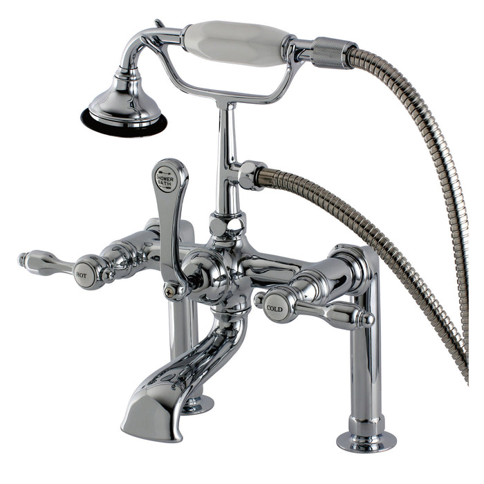 Tudor AE104T1TAL Three-Handle 2-Hole Deck Mount Clawfoot Tub Faucet with Hand Shower, Polished Chrome
