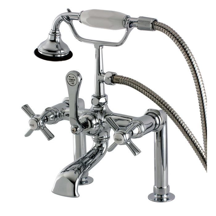 Millennium AE104T1ZX Three-Handle 2-Hole Deck Mount Clawfoot Tub Faucet with Hand Shower, Polished Chrome