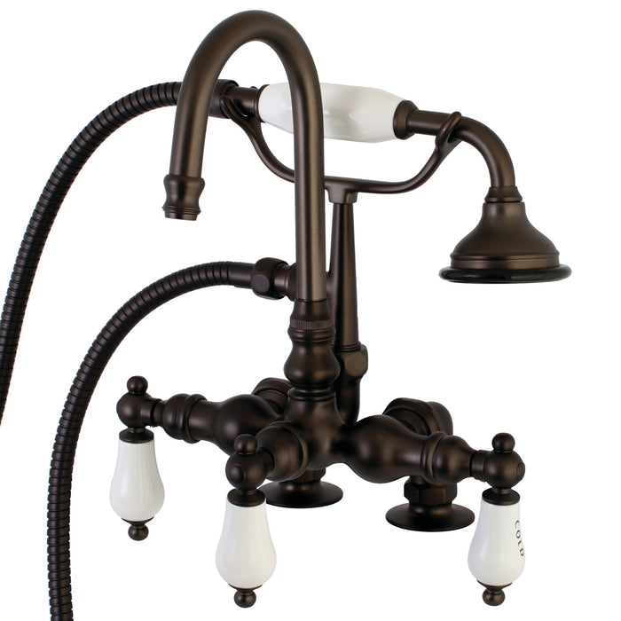 Aqua Vintage AE17T5 Three-Handle 2-Hole Deck Mount Clawfoot Tub Faucet with Hand Shower, Oil Rubbed Bronze