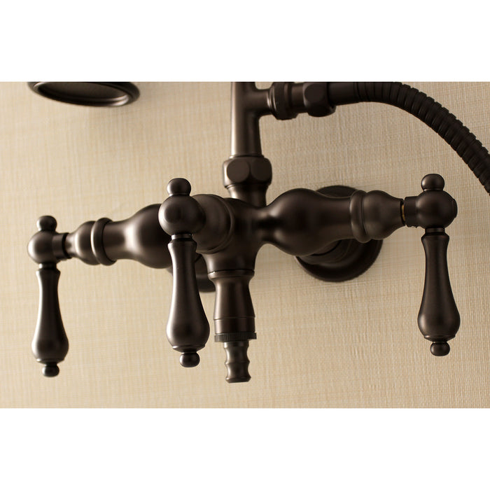 Aqua Vintage AE19T5 Three-Handle 2-Hole Tub Wall Mount Clawfoot Tub Faucet with Hand Shower, Oil Rubbed Bronze