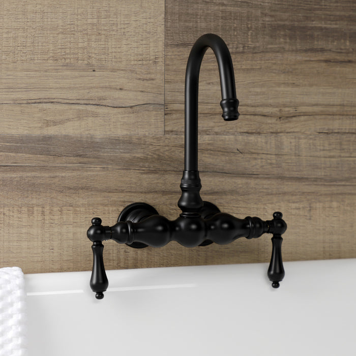 Kingston Tulare AE1T0 - Aqua Vintage Two-Handle 2-Hole Tub Wall Mount Clawfoot Tub Faucet, Matte Black
