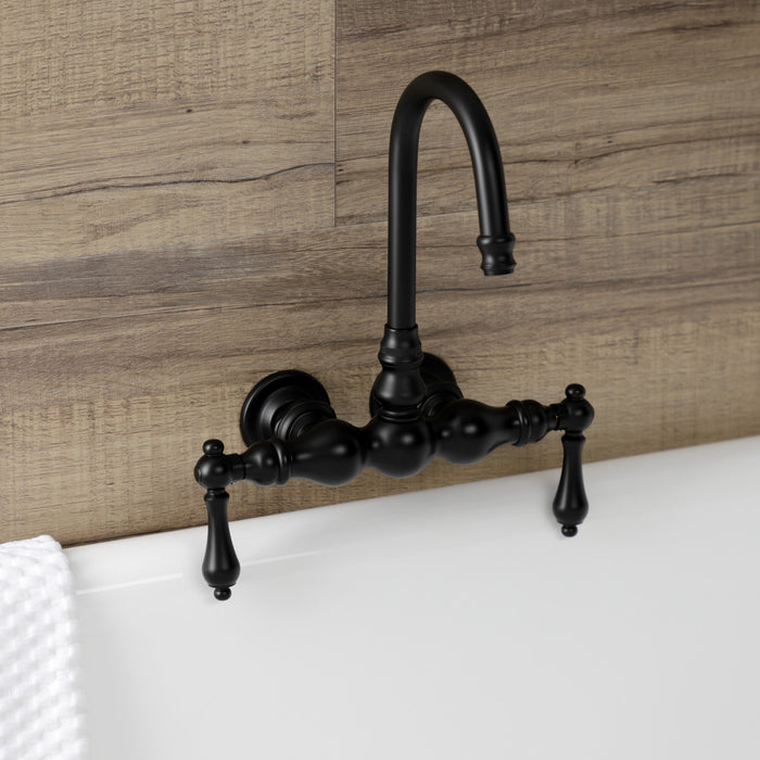 Kingston Tulare AE1T0 - Aqua Vintage Two-Handle 2-Hole Tub Wall Mount Clawfoot Tub Faucet, Matte Black