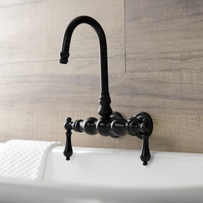 Kingston Tulare AE1T0 - Aqua Vintage Two-Handle 2-Hole Tub Wall Mount Clawfoot Tub Faucet, Matte Black