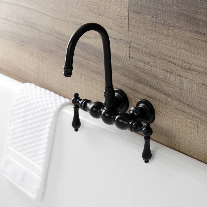 Kingston Tulare AE1T0 - Aqua Vintage Two-Handle 2-Hole Tub Wall Mount Clawfoot Tub Faucet, Matte Black