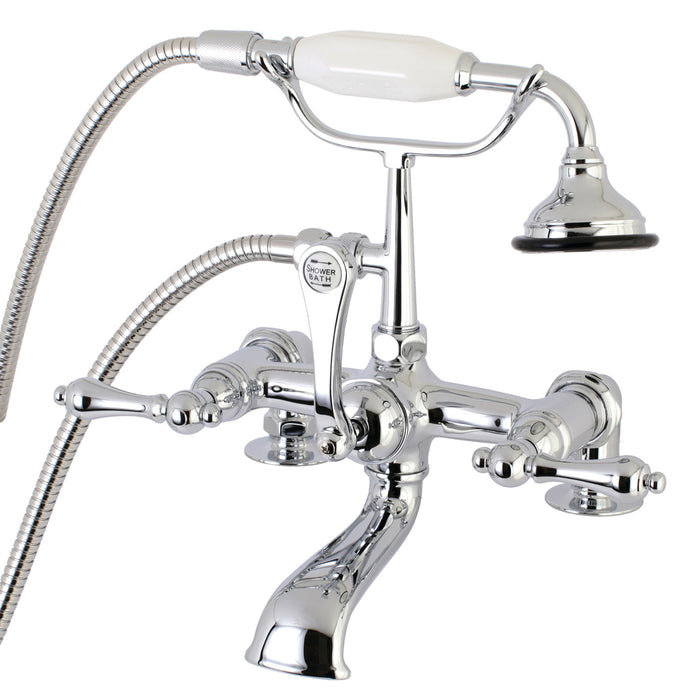 Kingston Heirloom AE204T1 - Aqua Vintage Three-Handle 2-Hole Deck-Mount Clawfoot Tub Faucet with Hand Shower, Polished Chrome