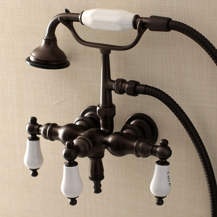 Aqua Vintage AE21T5 Three-Handle 2-Hole Tub Wall Mount Clawfoot Tub Faucet with Hand Shower, Oil Rubbed Bronze