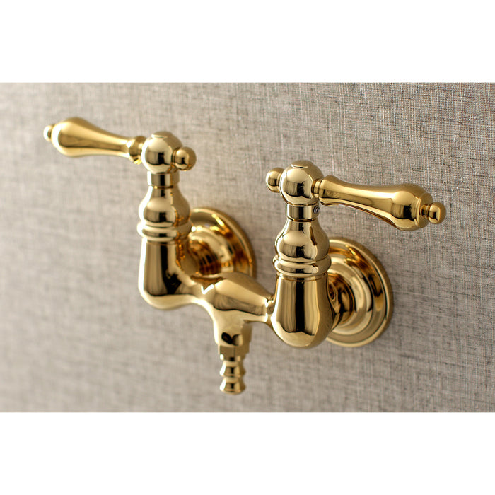Kingston Heirloom AE31T2 - Aqua Vintage Two-Handle 2-Hole Tub Wall Mount Clawfoot Tub Faucet, Polished Brass