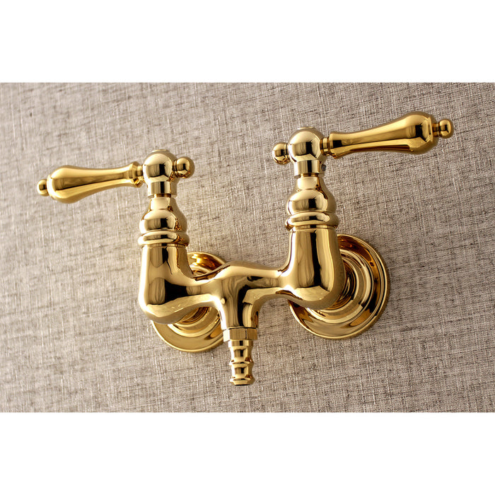 Kingston Heirloom AE31T2 - Aqua Vintage Two-Handle 2-Hole Tub Wall Mount Clawfoot Tub Faucet, Polished Brass