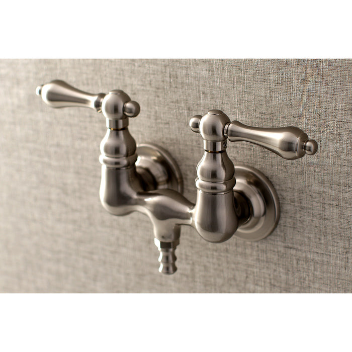 Kingston Heirloom AE31T8 - Aqua Vintage Two-Handle 2-Hole Tub Wall Mount Clawfoot Tub Faucet, Brushed Nickel