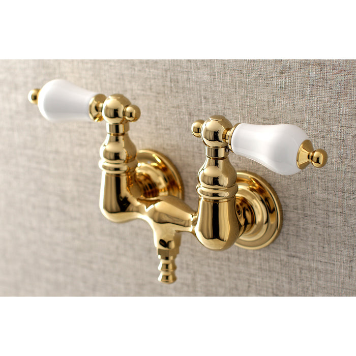 Kingston Heirloom AE35T2 - Aqua Vintage Two-Handle 2-Hole Tub Wall Mount Clawfoot Tub Faucet, Polished Brass