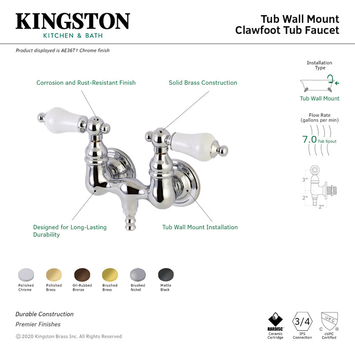 Aqua Vintage AE35T7 Two-Handle 2-Hole Tub Wall Mount Clawfoot Tub Faucet, Brushed Brass