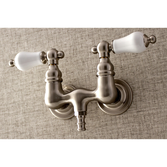 Kingston Heirloom AE35T8 - Aqua Vintage Two-Handle 2-Hole Tub Wall Mount Clawfoot Tub Faucet, Brushed Nickel