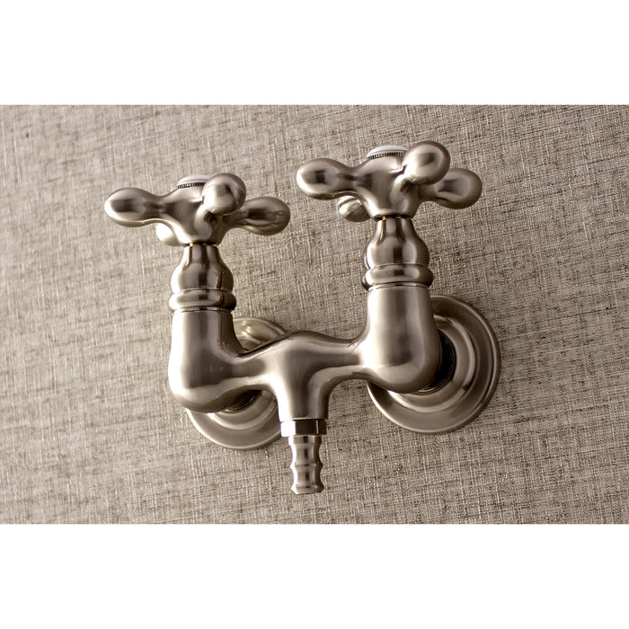 Kingston Heirloom AE37T8 - Aqua Vintage Two-Handle 2-Hole Tub Wall Mount Clawfoot Tub Faucet, Brushed Nickel