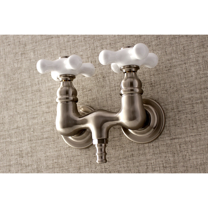 Kingston Heirloom AE39T8 - Aqua Vintage Two-Handle 2-Hole Tub Wall Mount Clawfoot Tub Faucet, Brushed Nickel