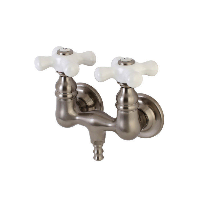 Kingston Heirloom AE39T8 - Aqua Vintage Two-Handle 2-Hole Tub Wall Mount Clawfoot Tub Faucet, Brushed Nickel