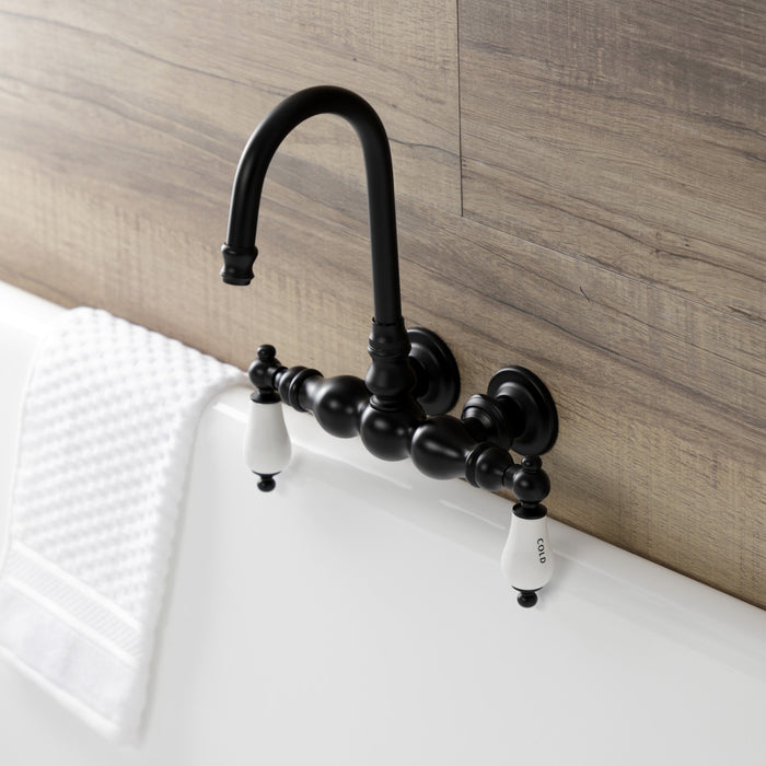 Kingston Heirloom AE3T0 - Aqua Vintage Two-Handle 2-Hole Tub Wall Mount Clawfoot Tub Faucet, Matte Black
